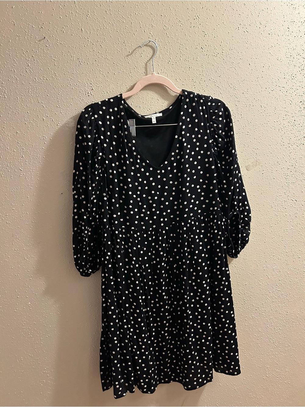 Maurices Black and White Polka Dot V-Neck Mini Dress